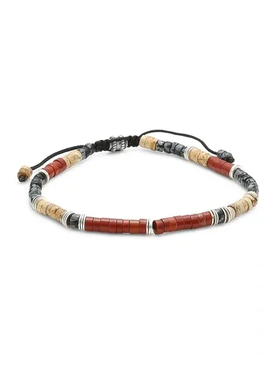 Jonas Studio Men's Washington Square Sterling Silver, Snowflake Obsidian & Jasper Beaded Bracelet In Black