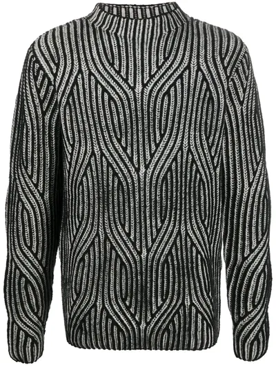 Karl Lagerfeld Black And White Cable Knit Sweatshirt