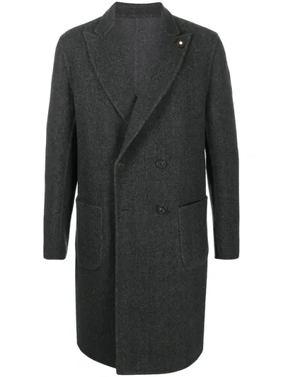 Lardini Double-breasted Wool-cashmere Coat In Grey