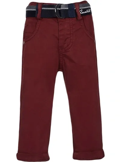 Lapin House Belted Cotton Chino Trousers In Red