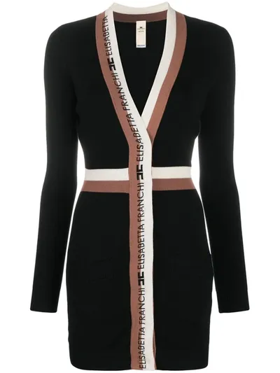 Elisabetta Franchi V-neck Knitted Mini Dress In Black