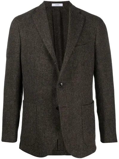 Boglioli Herringbone Wool Blazer In Brown