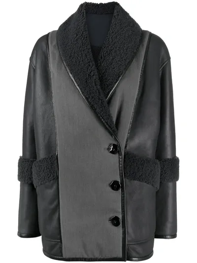 Drome Single-breasted Contrast Coat In Blue