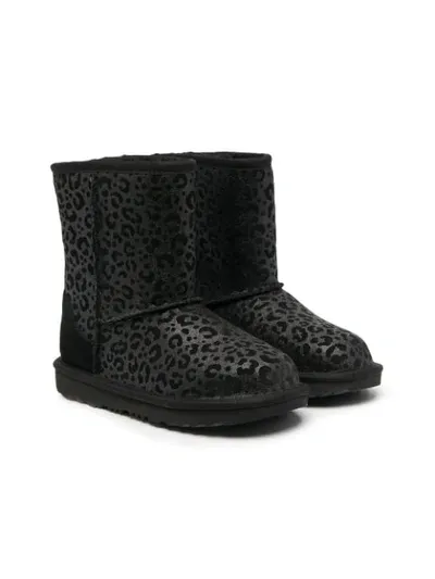 Ugg Kids' Leopard-print Boots In Black