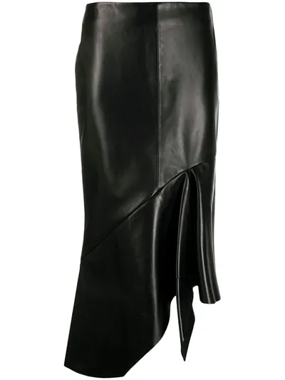 Tom Ford Asymmetric Leather Skirt In Black