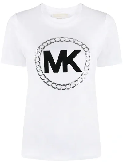 Michael Michael Kors Logo Print Cotton Tshirt In White