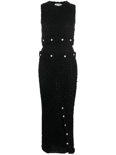 Sunnei Button-up Maxi Dress In Black