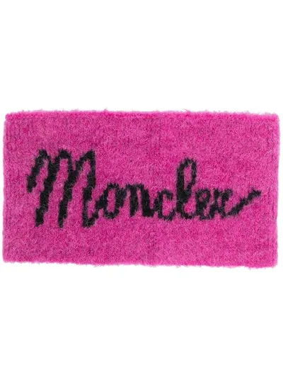 Moncler Logo Jacquard Knitted Headband In Pink