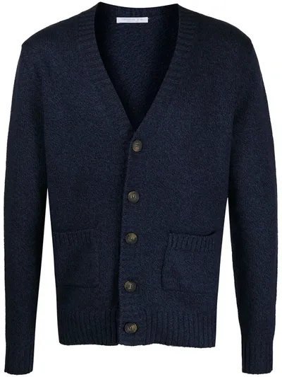 Cenere Gb Chunky Knit V-neck Cardigan In Blue