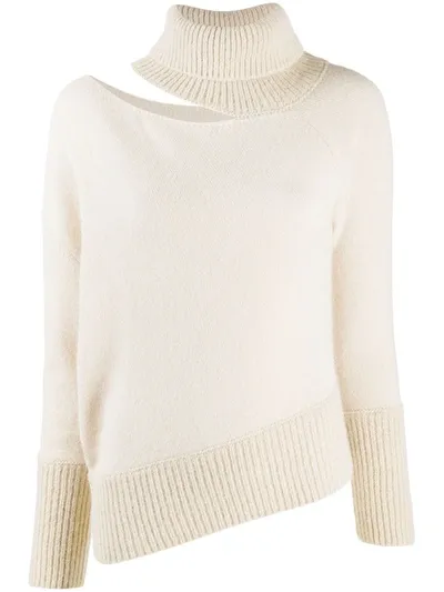 Peserico One Shoulder Roll-neck Jumper In Neutrals