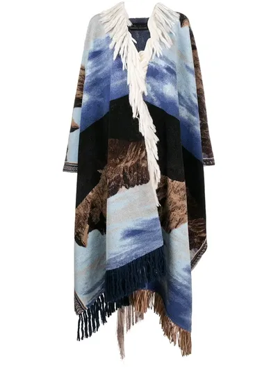 Barbara Bologna Fringed Poncho In Blue