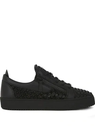 Giuseppe Zanotti Frankie Textured Zip-detail Sneakers In Black