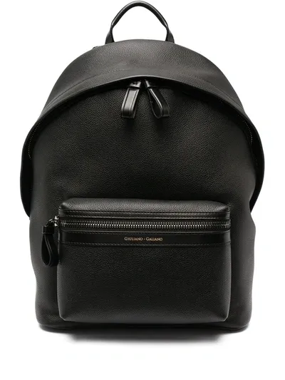 Giuliano Galiano Calf Leather Backpack In Black