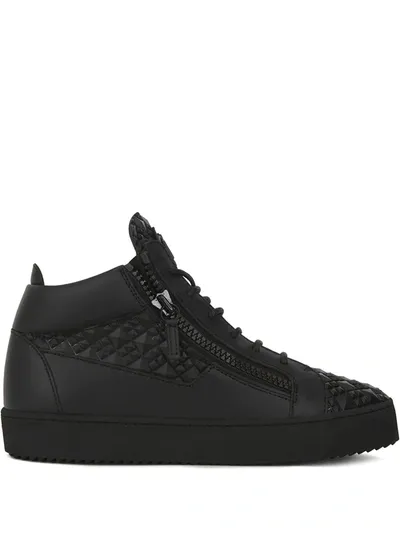 Giuseppe Zanotti Kriss Textured Zip-detail Sneakers In Black