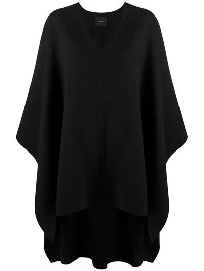 Joseph V-neck Mid-length Poncho In Black