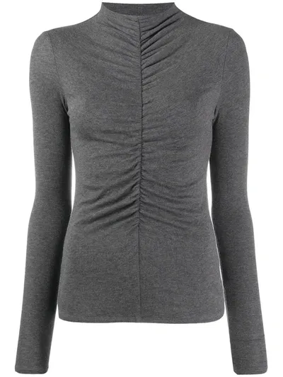 Veronica Beard Draped Front Blouse In Grey