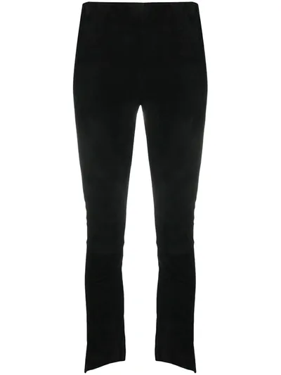 Salvatore Santoro Slim-fit Suede Trousers In Black