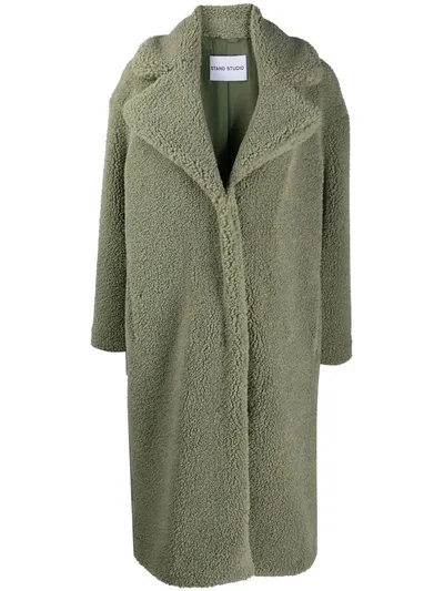 Stand Studio Teddy Faux Fur Coat In Green