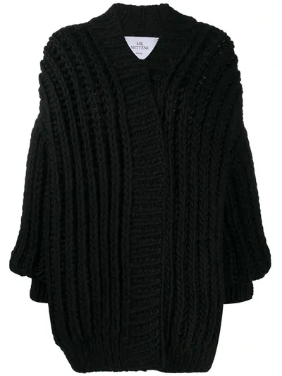 Mr Mittens Chunky Wool Cardigan In Black