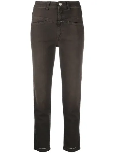 Closed Pedal Pusher Stretch Jeans In Brown