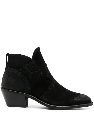 Allsaints Western Ankle Boots In Black