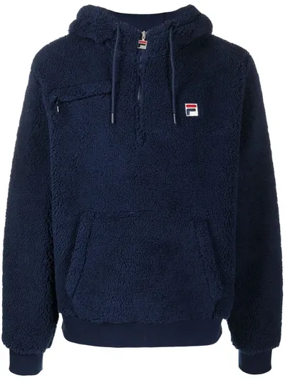 Fila Krish Sherpa Pullover Hoodie In Blue