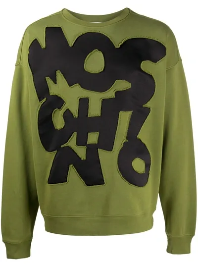 Moschino Logo Appliqué Sweatshirt In Green