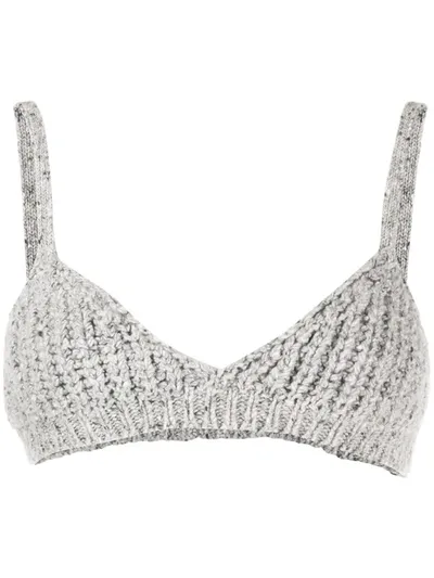 Alanui Knitted Construction Crop Top In Grey