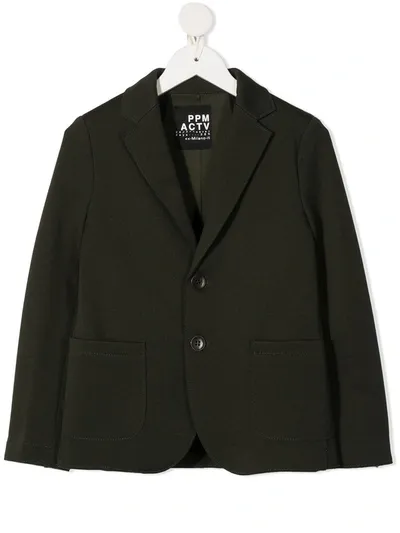 Paolo Pecora Kids' Single-breasted Blazer In Green