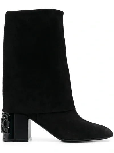 Casadei Ren Heel-logo Ankle Boots In Black