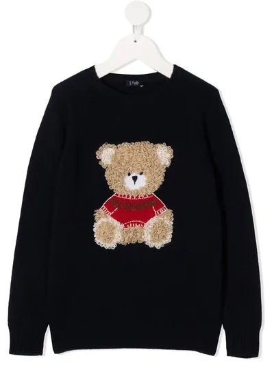 Il Gufo Kids' Teddy Bear Jumper In Blue