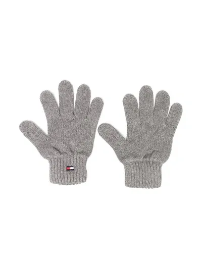 Tommy Hilfiger Junior Kids' Embroidered Logo Gloves In Grey