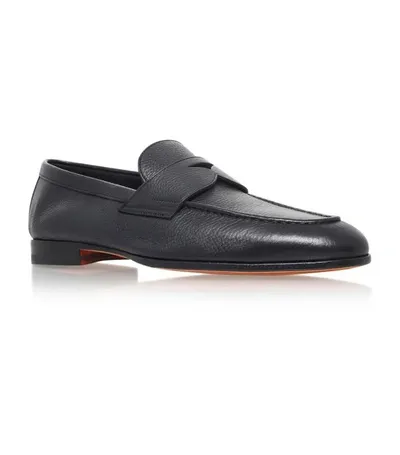 Santoni Carlos Penny Loafers In Black