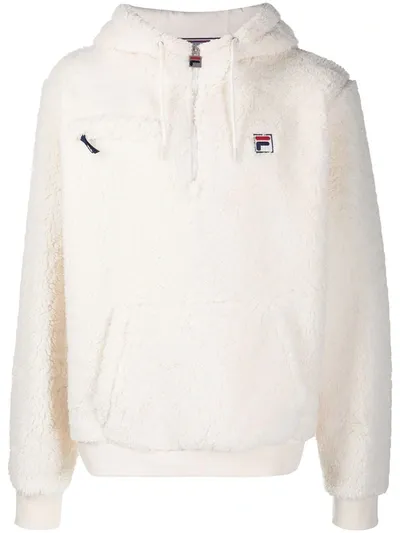 Fila Hooded Fleece Sweatshirt In White