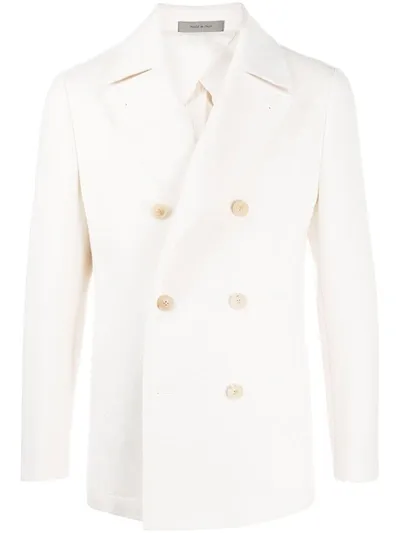 Corneliani Double-breasted Cashmere Coat In White