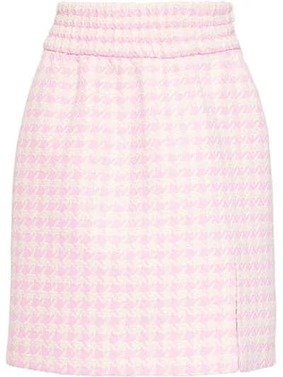 Miu Miu Houndstooth Jacquard Skirt In Pink