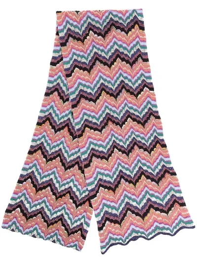 M Missoni Zigzag-knit Scarf In Blue