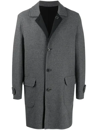 Corneliani Reversible Single-breasted Coat In Grey