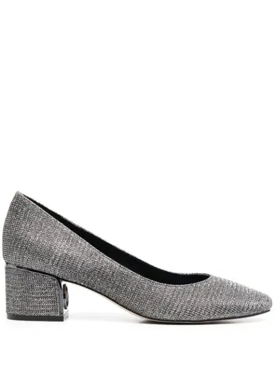 Michael Michael Kors Glittered Mid-heel Pumps In Silver