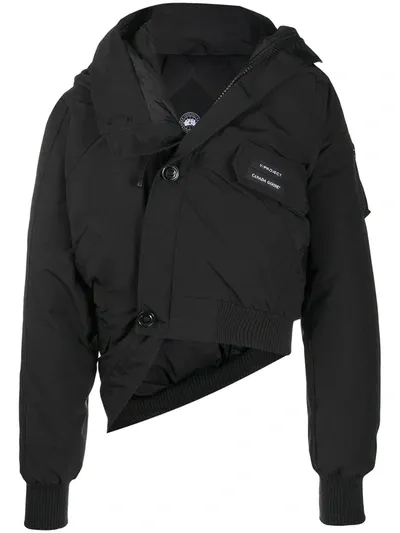 Y/project Off-centre Zipped Parka Jacket In Black