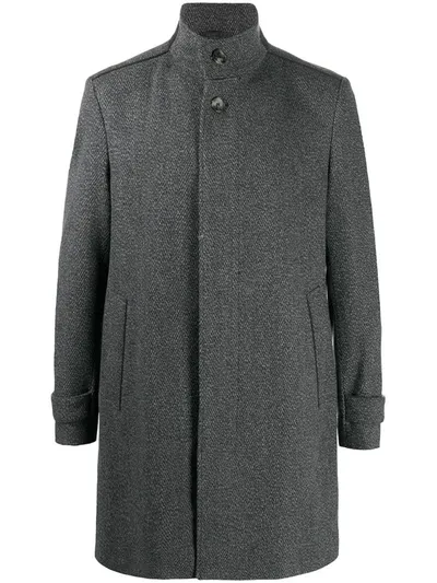 Hugo Boss Knitted High Neck Coat In Grey