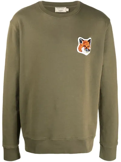 Maison Kitsuné Fox Head Patch Sweatshirt In Green