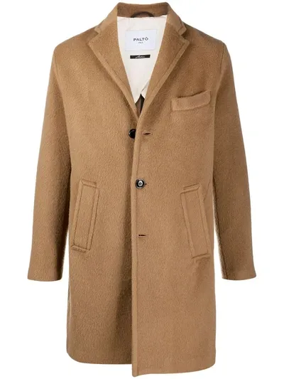 Paltò Single-breasted Wool Coat In Brown