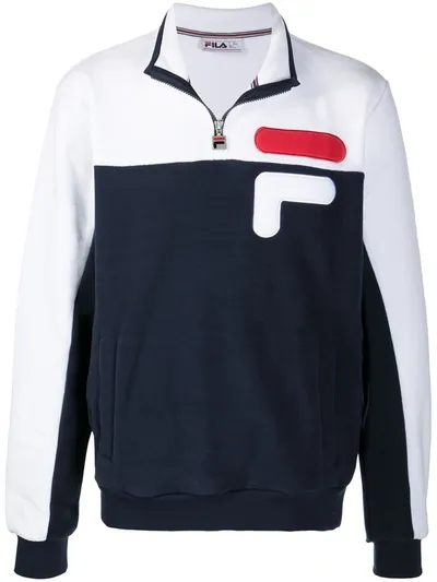 Fila Contrast-panel Half Zip Sweatshirt In Blue