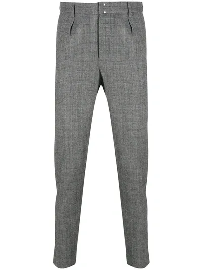 Incotex Checked Tapered-fit Trousers In Grey