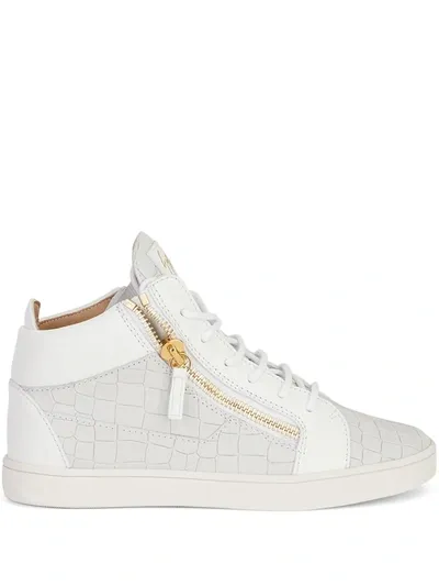 Giuseppe Zanotti Kriss Crocodile-effect Leather Sneakers In White