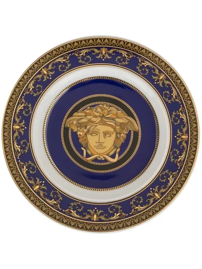 Versace Home Medusa Round 18.5cm Plate In Blue