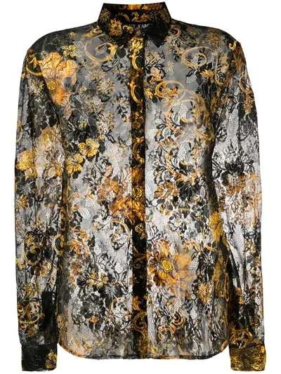 Versace Jeans Couture Floral Panelled Shirt In Black