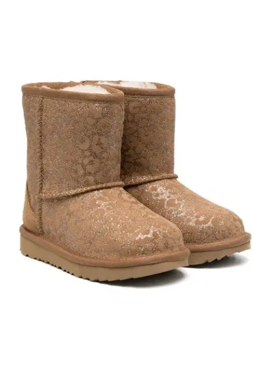 Ugg Kids' Glitter Leopard Snow Boots In Brown