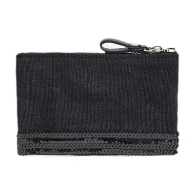 Vanessa Bruno Linen And Sequins Canvas Case In Black